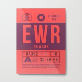 Luggage Tag B - EWR Newark USA Metal Print | Airport, Luggage, 70S, Usa, 60S, Luggagetag, Ewr, Newark, Retro, Travel 