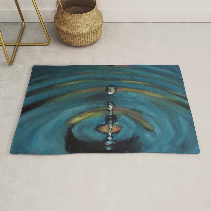 Water drops, oil painting by Luna Smith, LuArt Gallery Rug by LuArtGallery Society6