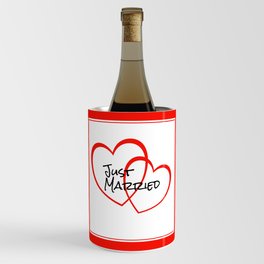 Just Married Red Hearts Wine Chiller