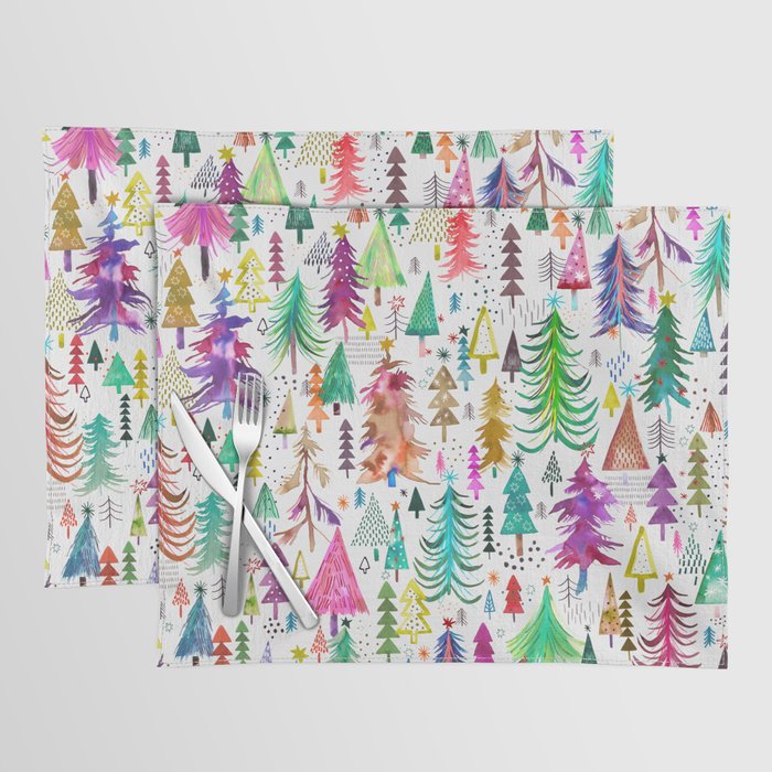 Colorful Christmas Trees Placemat