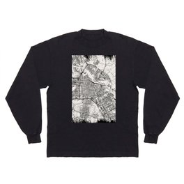 Vintage Amsterdam City Map - Netherlands - Black and White Long Sleeve T-shirt