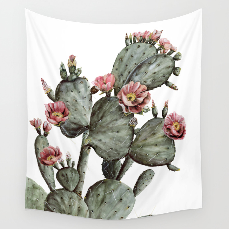Prickly Pear Cactus Painting Wall Tapestry By Shealeenlouise