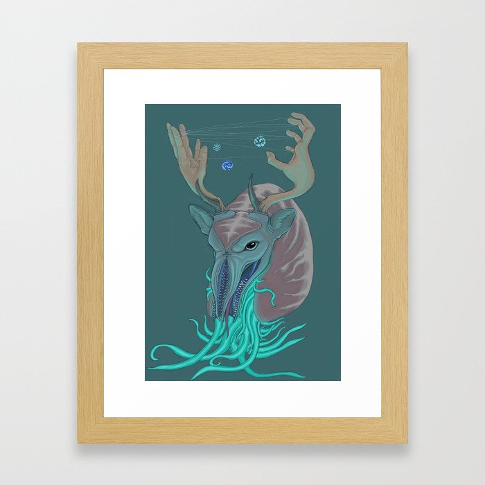 Celestial Nautilus Deer Framed Art Print