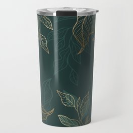 Green nature and gold leaves Travel Mug