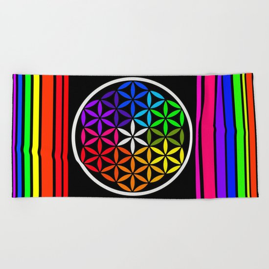 Secret flower of life Beach Towel