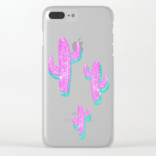 Linocut Cacti Blink Clear iPhone Case