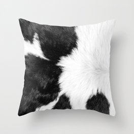 Minimal Southwestern Cowhide in Black and White Throw Pillow