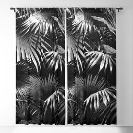 Tropical Jungle Botanical Garden Forest Foliage Palm Leaf Black And White Funky Cozy Boho Maximalism Blackout Curtain