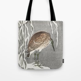Vintage Japanese Watercolor Painting of Heron Bird Tote Bag