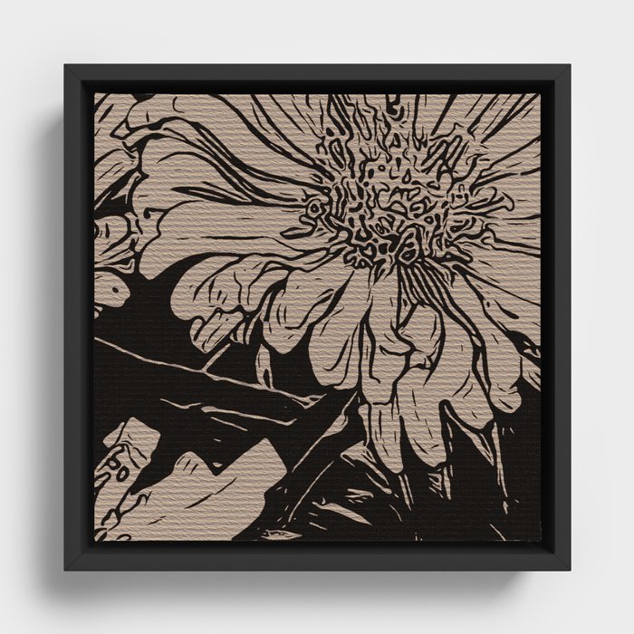 Dahlia Taupe and Black Framed Canvas