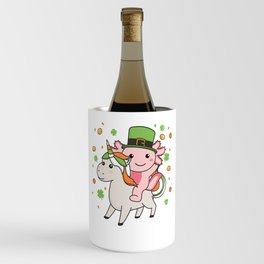 Axolotl With Unicorn St. Patrick's Day Ireland Wine Chiller