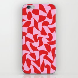 Wavy Warped Red & Pink Checkerboard iPhone Skin