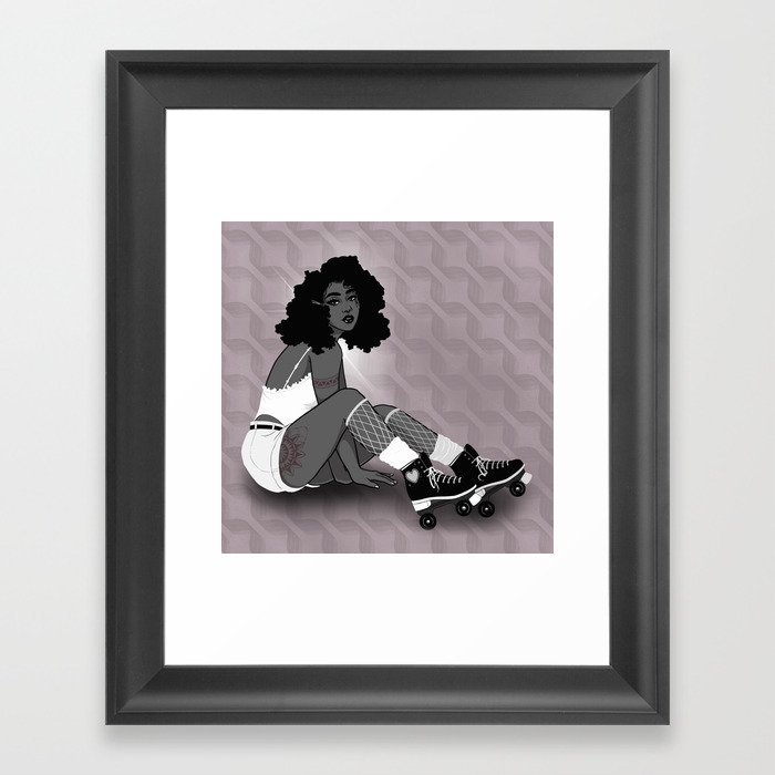 Skater Girl in White Framed Art Print
