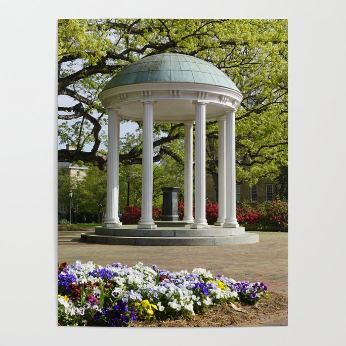 Flowers around the Old Well at UNC Poster