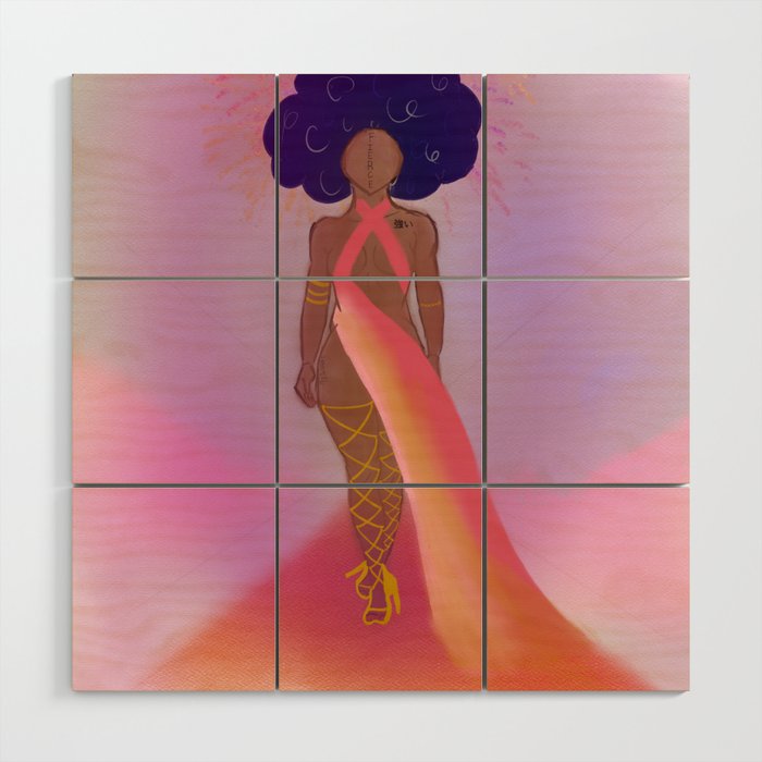 Fierce Goddess Pink and Gold Wood Wall Art