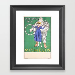 Michelin Enveloppe Velo Advertising Poster, French, 1916 Framed Art Print
