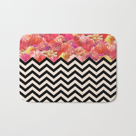 Chevron Flora Bath Mat
