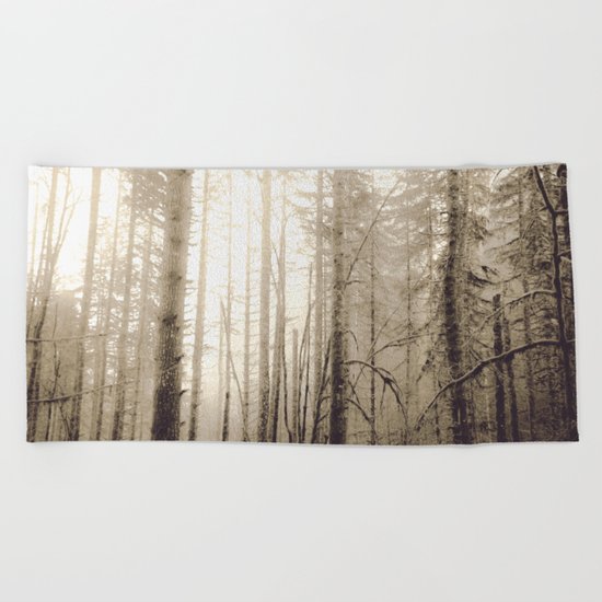 Misty Mountain Forest Beach Towel