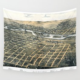 Aurora-Illinois-1867 vintage pictorial map Wall Tapestry