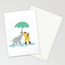 boy & elephant Stationery Cards