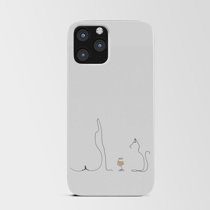 Woman, wine glass and cat iPhone Card Case