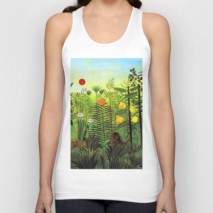 Exotic Jungle Landscape with Lion and Lioness by Henri Rousseau Tank Top