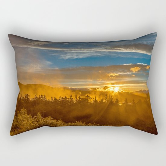 Misty Gold Mountain Sunset Rectangular Pillow