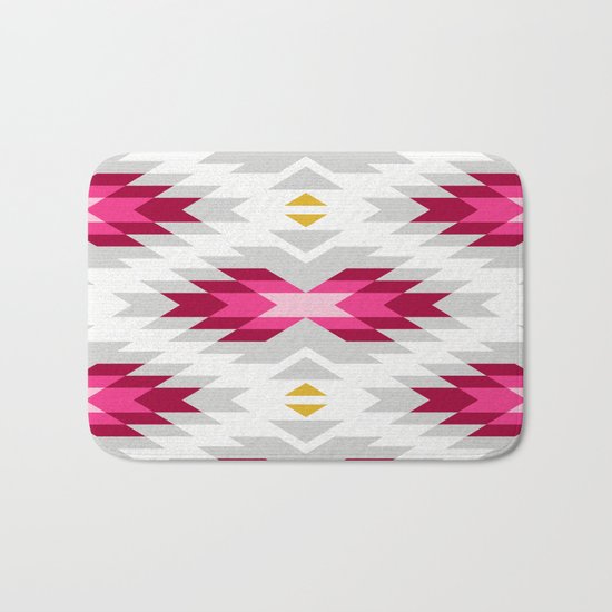 Tribal pattern - grey and pink Bath Mat