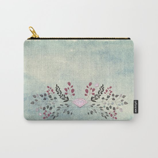 Diamond and flowers - Floral Flowers watercolor illustration Carry-All Pouch