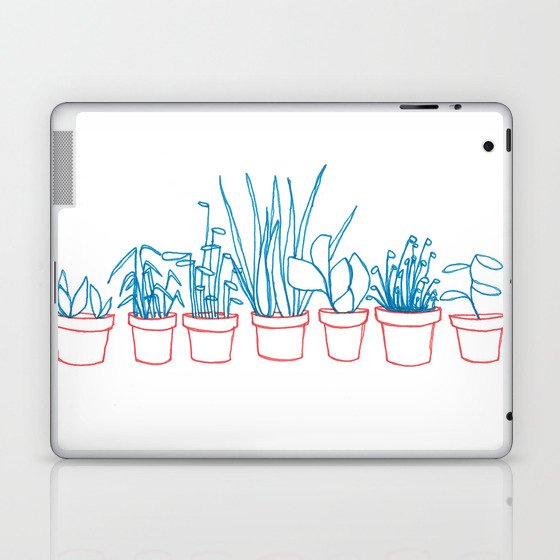 Teal Plants in Red Pots Laptop & iPad Skin