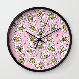 Flower twirly pink Wall Clock