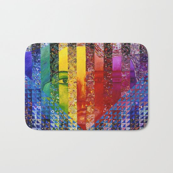 Conundrum I - Abstract Rainbow Goddess Bath Mat