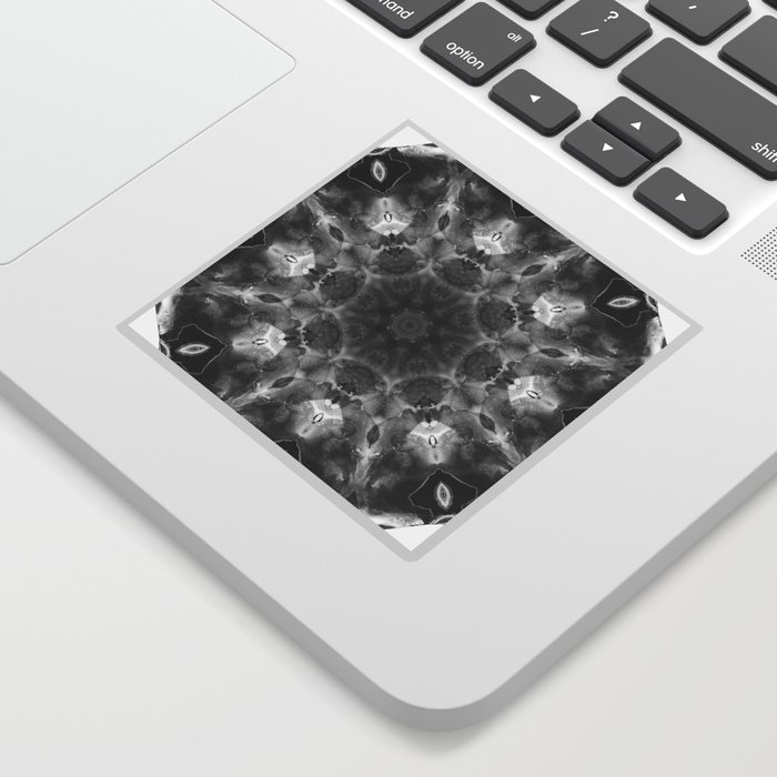 Black White And Gray Art - Crystal Light 2 Mandala Sticker