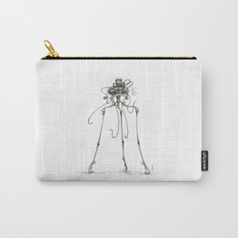 Martian Tripod Queen, Black and White Carry-All Pouch | Sciencefiction, Scifi, Penandink, Tripod, Martian, Hgwells, Mars, Steampunk, Waroftheworlds, Victoriana 