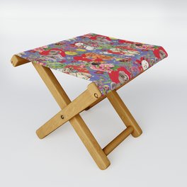 Poodle Dogs & Cats Celebrate Love with Flowers - Veri Peri  Folding Stool