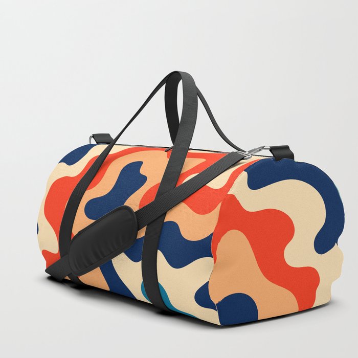 Retro 70s and 80s Abstract Soft Tone Flowing Layers Swirl Pattern Waves Art Vintage Color Palette Duffle Bag