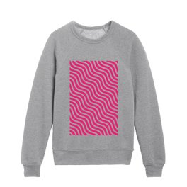 Wave lines - Girly Curly Pink Solid State Kids Crewneck