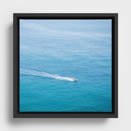 Spain Photography - Speed Boat Traveling Over The Beautiful Sea Framed Canvas