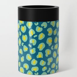 Leopard Print in Peacock Blue Can Cooler