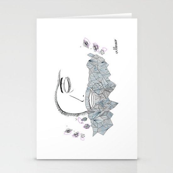 Geometric beard Stationery Cards