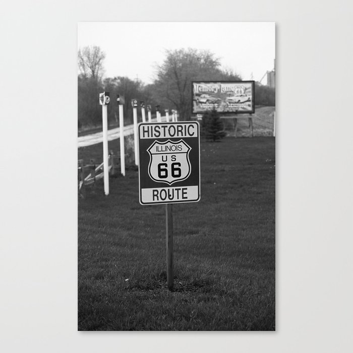 Route 66 - Illinois Shield 2008 BW Canvas Print