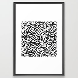 black and white wave fabric pattern Framed Art Print