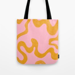 Cheerful Liquid Swirls - mustard yellow and pink Tote Bag