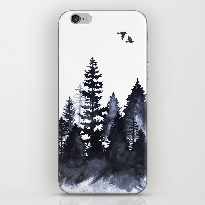 Forest Silhouette Watercolor iPhone Skin