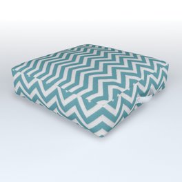 Blue and White Zigzag Chevron Tablecloth Pattern Outdoor Floor Cushion