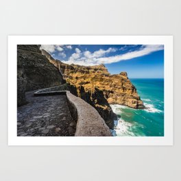 Scenic Route To Fontainhas, Santo Antao, Cape Verde Art Print | Pavement, Route, Seashore, Sky, Path, Cloud, Ocean, Fontainhas, Nature, Epic 