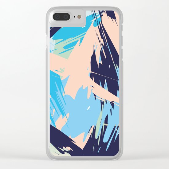 Blue Maritime Nautical Brushstroke Pattern Clear iPhone Case