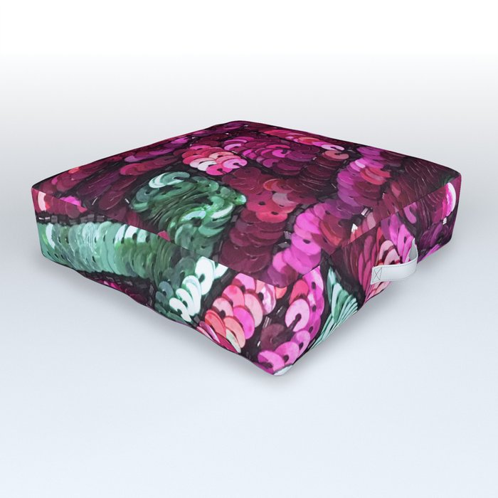 Pink Mint Sequin Sparkle Outdoor Floor Cushion