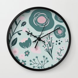 Organic Spring - Teal Wall Clock
