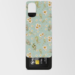 White Daisies Floral Pattern Seamless Sage Olive Green Android Card Case